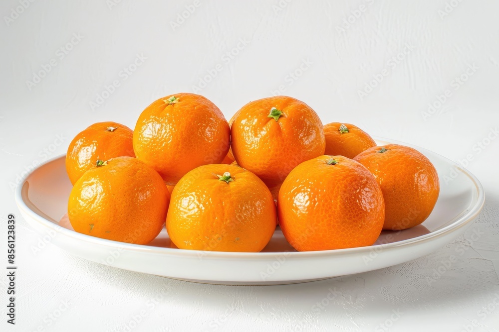 Close-up of Ripe Mandarin Oranges on a White Plate Close-up of Ripe Mandarin Oranges on a White Plate