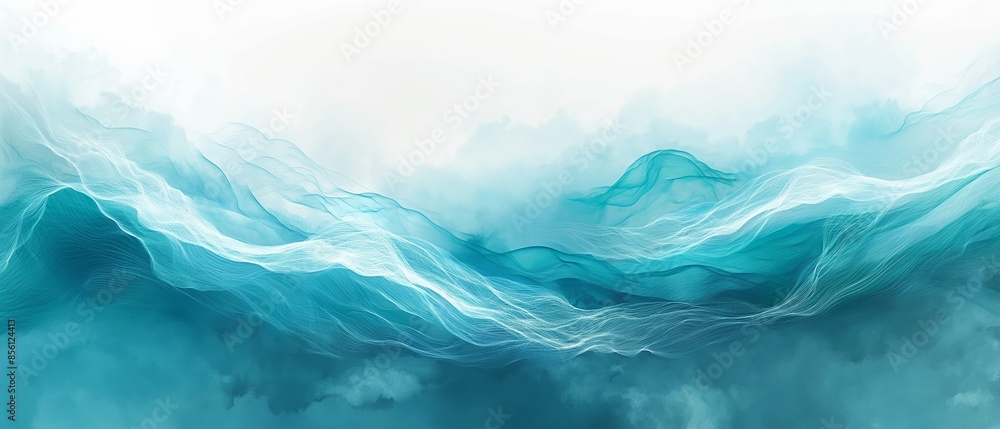 A blue ocean with white clouds. Abstract water ocean wave, aqua and teal texture. Water wave web banner Graphic Resource as background. Backdrop for copy space text A blue ocean with white clouds. Abstract water ocean wave, aqua and teal texture. Water wave web banner Graphic Resource as background. Backdrop for copy space text