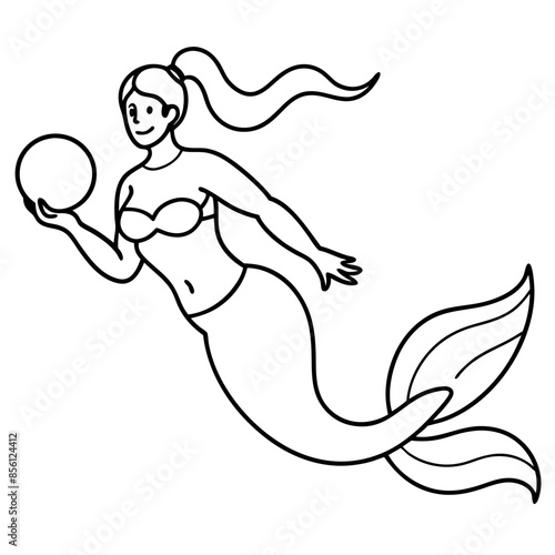 Beautiful little mermaid Underwater world Coloring book for kids