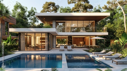 Wallpaper Mural Big luxury modern househouse with a swimming pool Torontodigital.ca