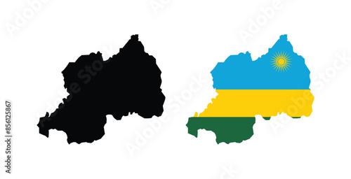 Vector Rwanda Map. Map of Rwanda with National Flag.
