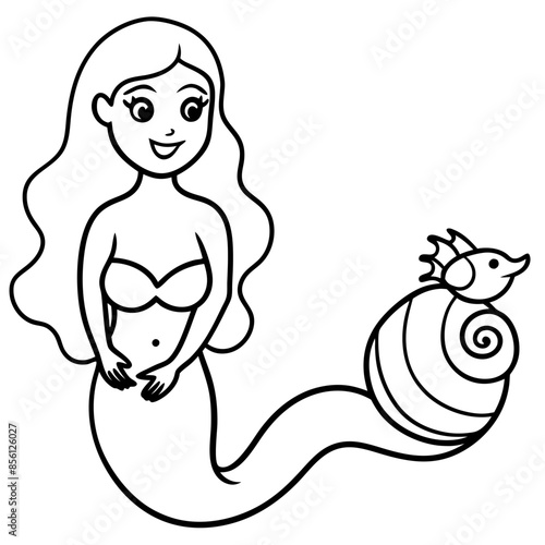 Beautiful little mermaid Underwater world Coloring book for kids