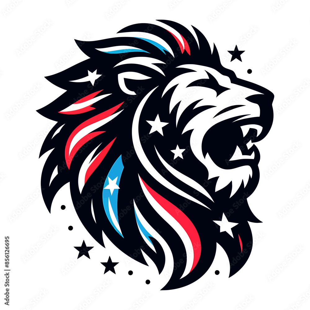 custom made wallpaper toronto digitalLion head and American flag Vector illustration design