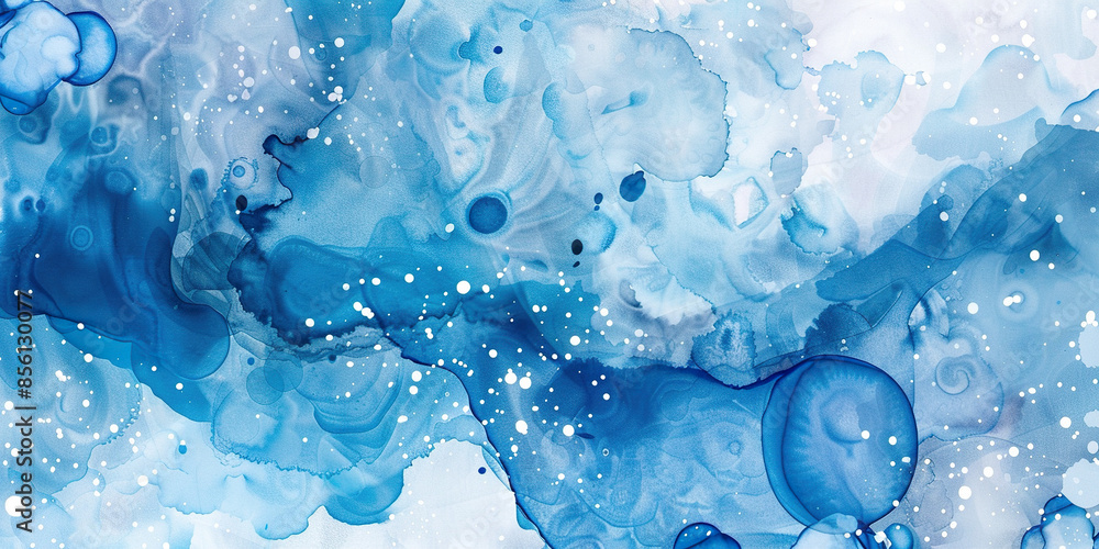 Blue watercolor paint splatter flow background wallpaper backdrop. Abstract shapes, copy space, expressive grunge painting Blue watercolor paint splatter flow background wallpaper backdrop. Abstract shapes, copy space, expressive grunge painting