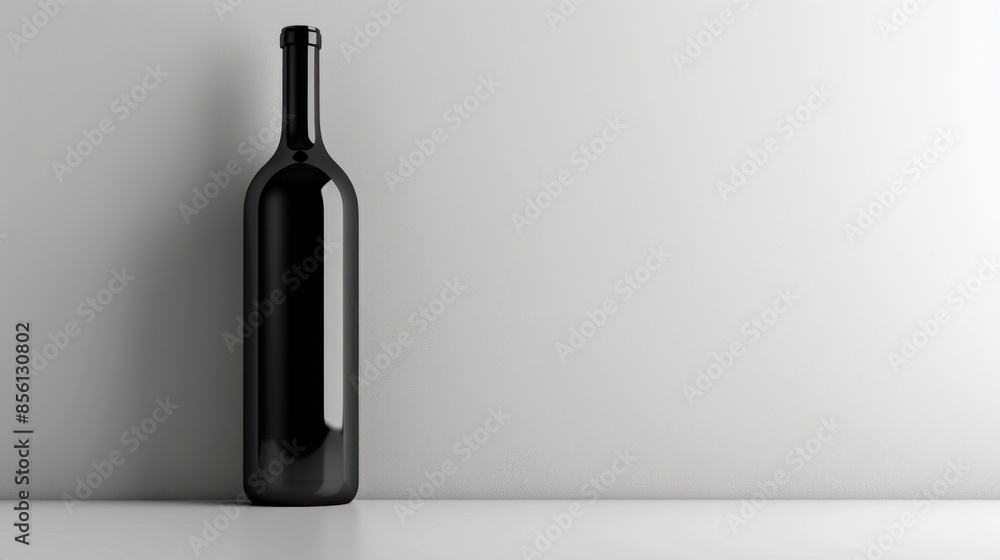 Single Black Wine Bottle on White Surface Single Black Wine Bottle on White Surface