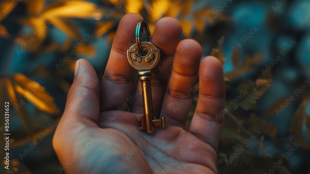Embracing Change: Hand Holding Key Signifying Transition to a New Chapter in Life