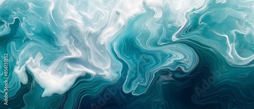 A wave with a blue and white color scheme. Abstract water ocean wave, aqua and teal texture. Water wave web banner Graphic Resource as background. Backdrop for copy space text
