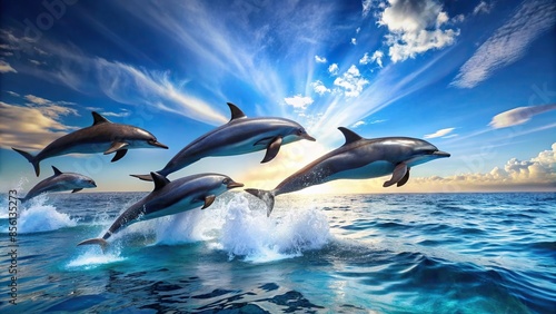 Playful dolphins swimming in the vast sea, dolphins, ocean, marine life, wildlife, underwater, playful, swimming