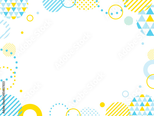 夏の青と黄色のポップなフレーム・背景