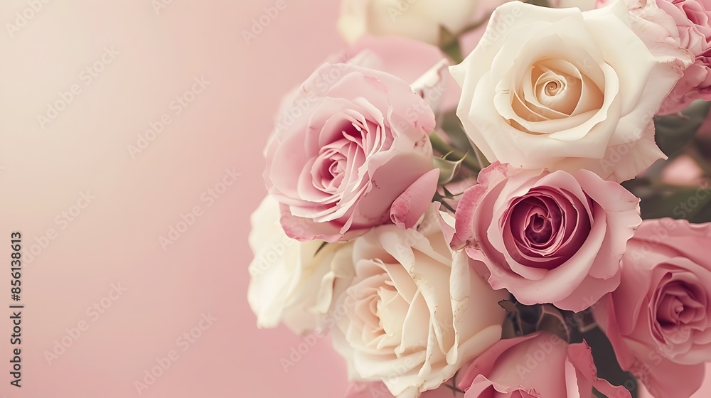 Elegant Pink Roses Bouquet Blooming Romantic Floral Arrangement Elegant Pink Roses Bouquet Blooming Romantic Floral Arrangement
