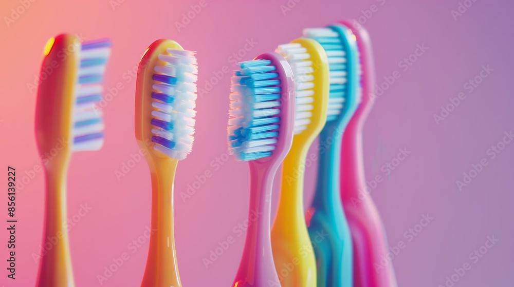 A bright composition of toothbrushes of different colors. A bright composition of toothbrushes of different colors.
