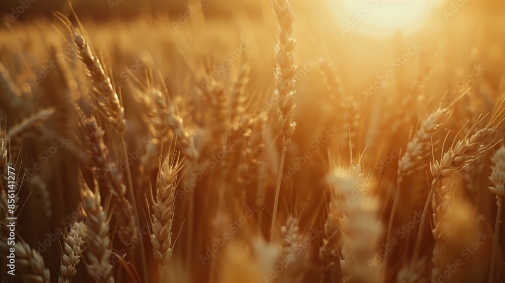 Obraz premium Golden Wheat Field at Sunset