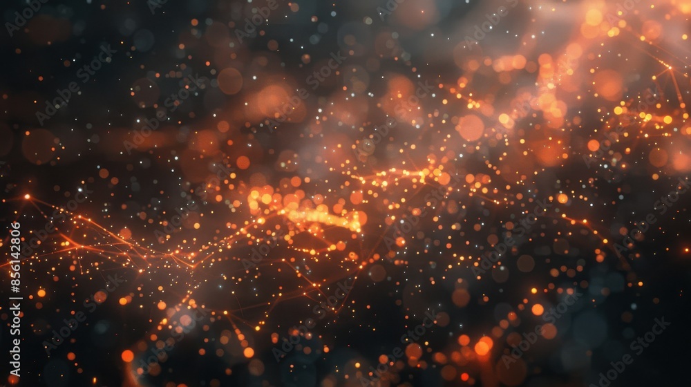 Fototapeta premium A blurry image of a glowing orange line with many small dots