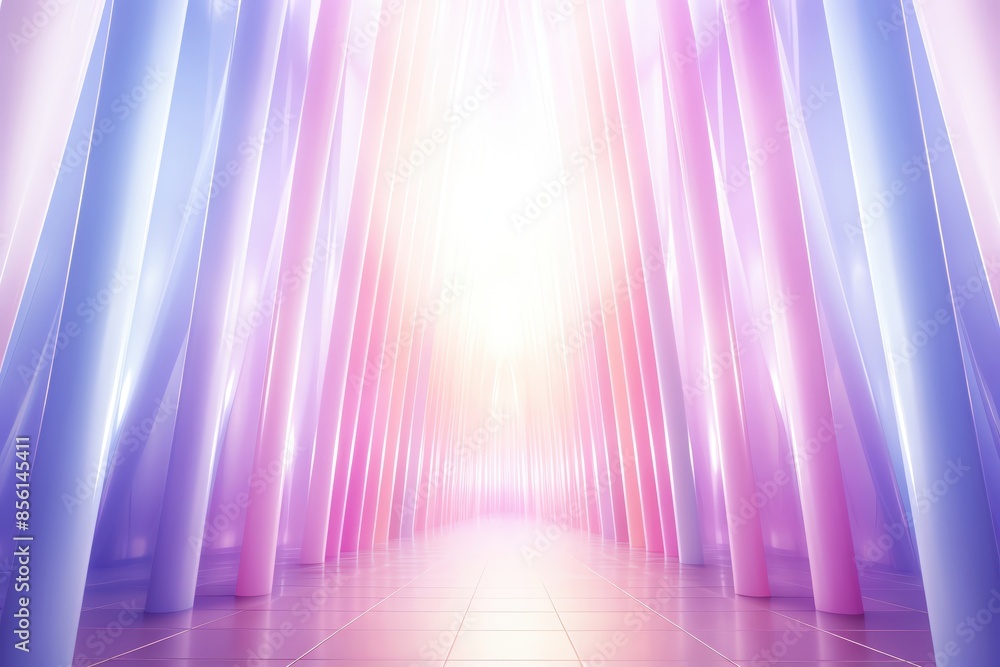 Abstract glowing path of light through a forest of vibrant pink and blue columns. Abstract glowing path of light through a forest of vibrant pink and blue columns.