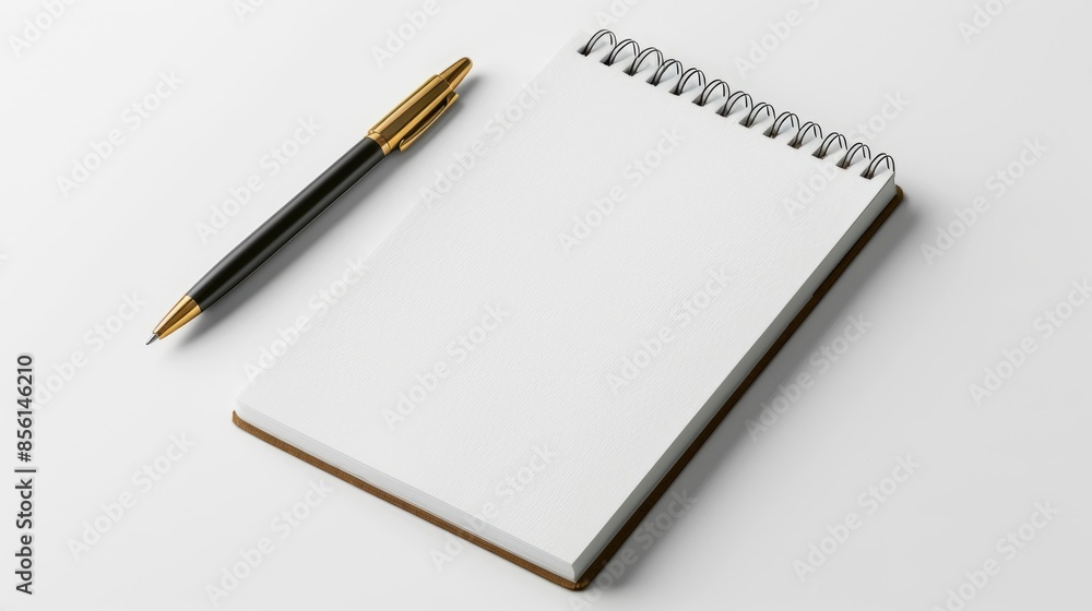 Mockup of notepad pen on white background Mockup of notepad pen on white background