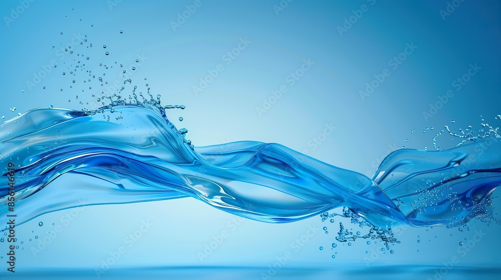 Curved abstract line and splash of water on blue background Curved abstract line and splash of water on blue background