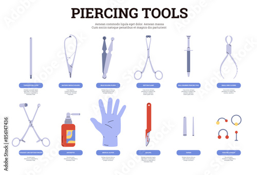 A set of piercing tools in vector format for studios.