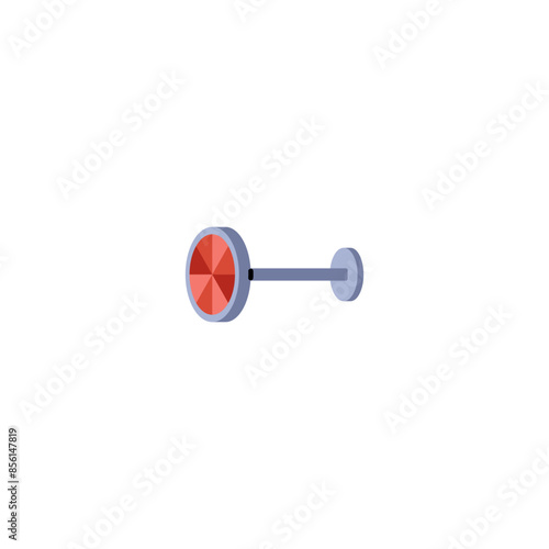 Vector illustration of stylish round titanium nose and eyebrow earrings on a white background