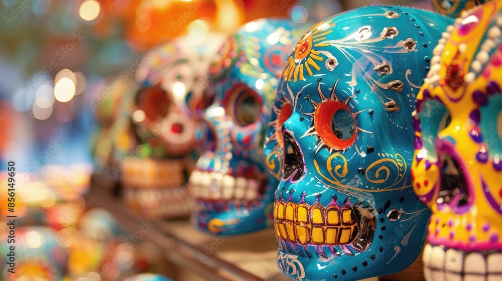Fototapeta premium Colorful decorative skulls for Day of the Dead