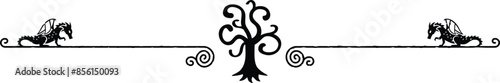 Medieval Fantasy Border - Dragons, Tree