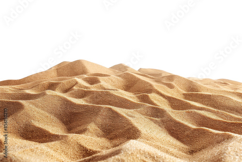 Desert sand pile, dune isolated on transparent or white background