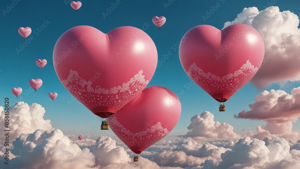 heart shaped balloons in sky heart shaped balloons in sky