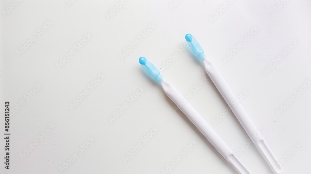 Pregnancy test with two lines on white background space for text Pregnancy test with two lines on white background space for text