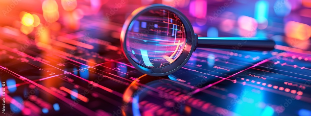 An illustration a magnifying glass over a chart, symbolizing the importance of analyzing data for insights. An illustration a magnifying glass over a chart, symbolizing the importance of analyzing data for insights.
