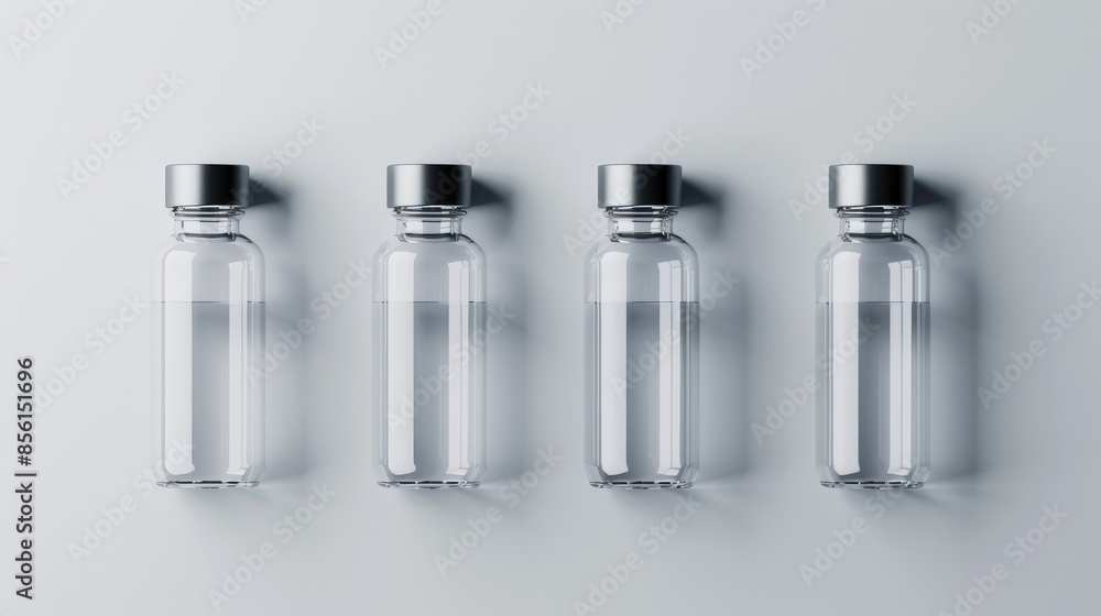 Mockup of empty vials for cleaning apartments and offices on a plain background Mockup of empty vials for cleaning apartments and offices on a plain background