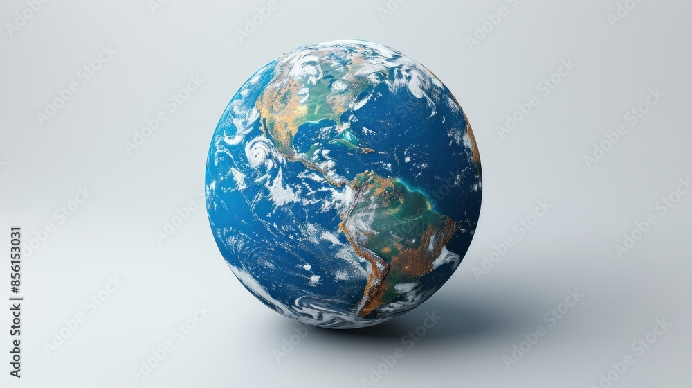 Fototapeta premium Earth Globe with Visible Continents and Clouds