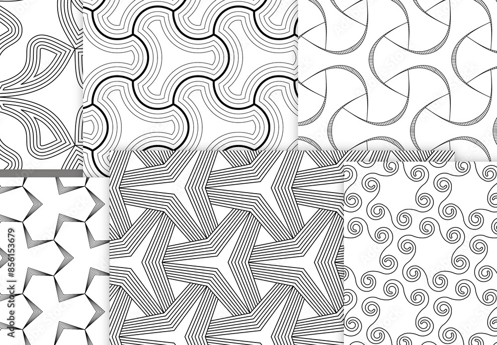 Modelo de Seamless Pattern Collection with Simple Black and White ...
