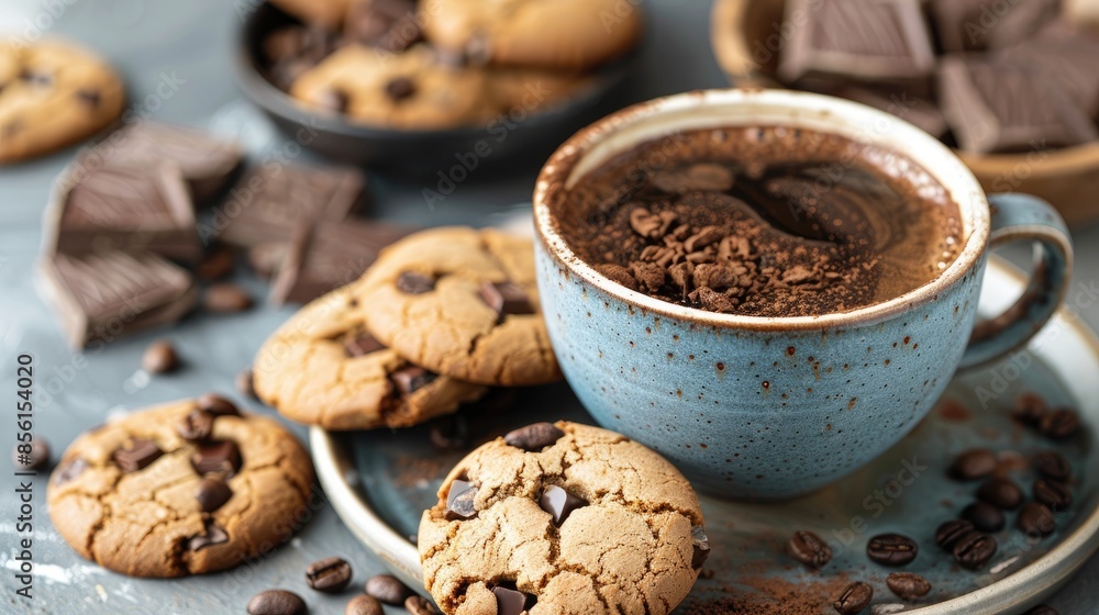 Coffee with chocolate cookies Coffee with chocolate cookies