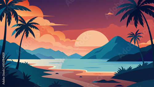 Tropical landscape background for zoom vector illustration 