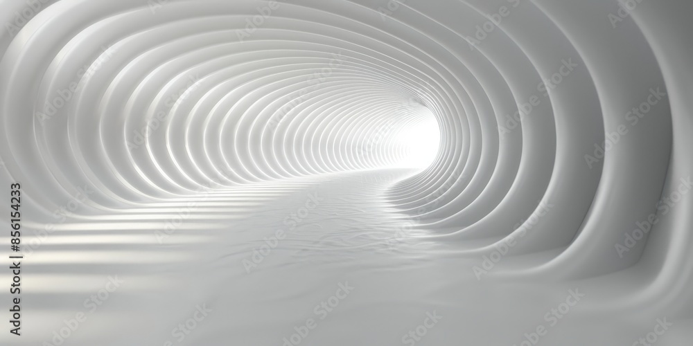 Abstract White Tunnel with Light at the End Abstract White Tunnel with Light at the End