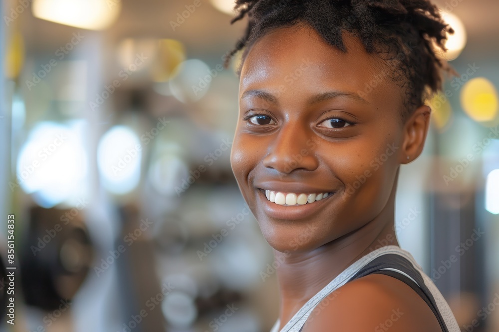 Smiling Non Binary Individual In Gym Smiling Non Binary Individual In Gym