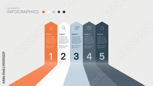 Five stages. Vector infographics template