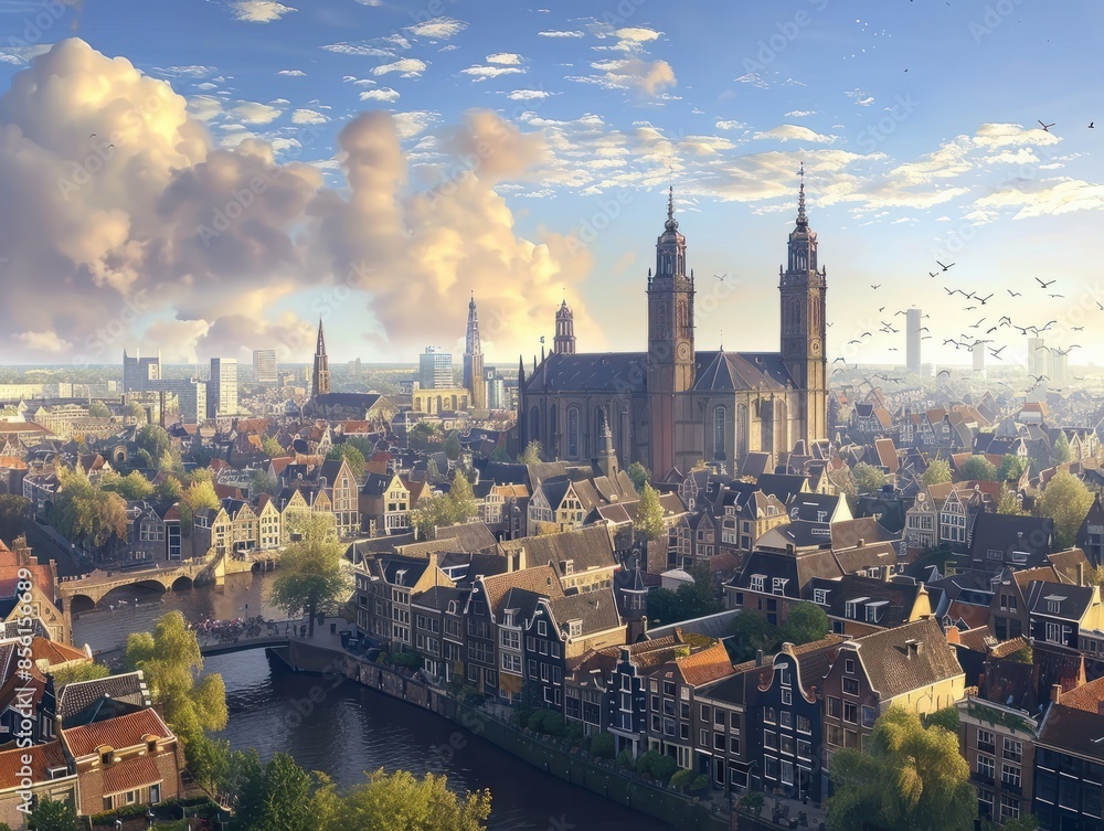 Fototapeta premium Utrecht Ancient City Skyline