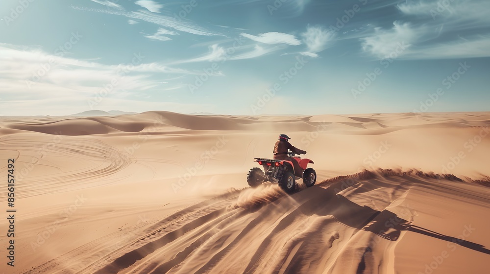 person drive atv vehicle on offroad track, extreme sport activities theme, in the desert, created with generative ai person drive atv vehicle on offroad track, extreme sport activities theme, in the desert, created with generative ai