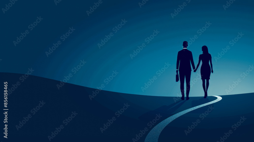 Professional Couple Walking Towards a Bright Future Professional Couple Walking Towards a Bright Future