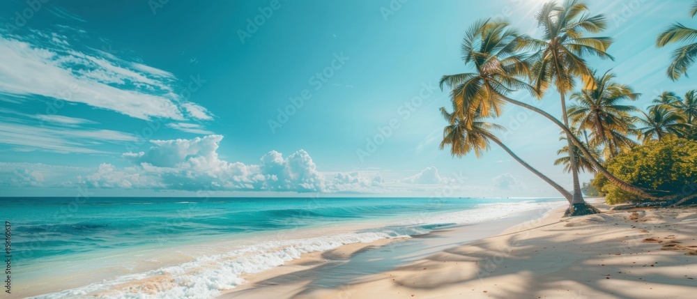 concept of relaxation on the ocean shore, white sand and palm leaves. concept of relaxation on the ocean shore, white sand and palm leaves.