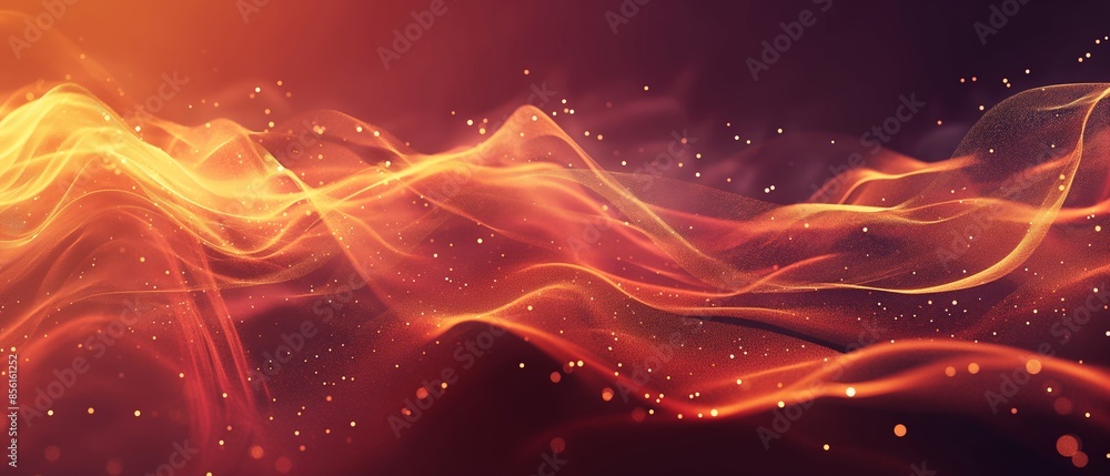 A red and orange wave with a lot of sparkles. Digital particles wave and light abstract background A red and orange wave with a lot of sparkles. Digital particles wave and light abstract background