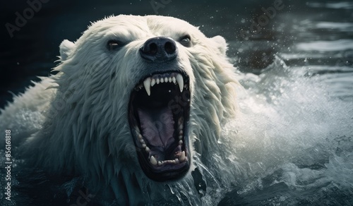 Polar bear (Ursus maritimus) in water
