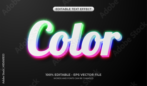 3D gradient color text effect. Editable white bold text effect in a colorful neon theme