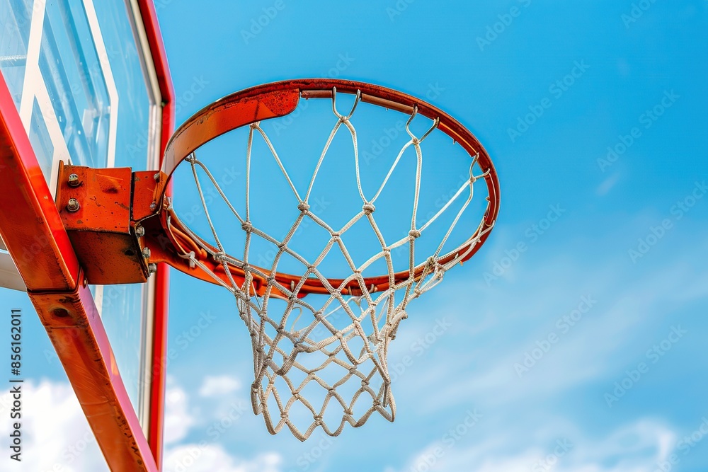 Basketball hoop on blue sky background Basketball hoop on blue sky background