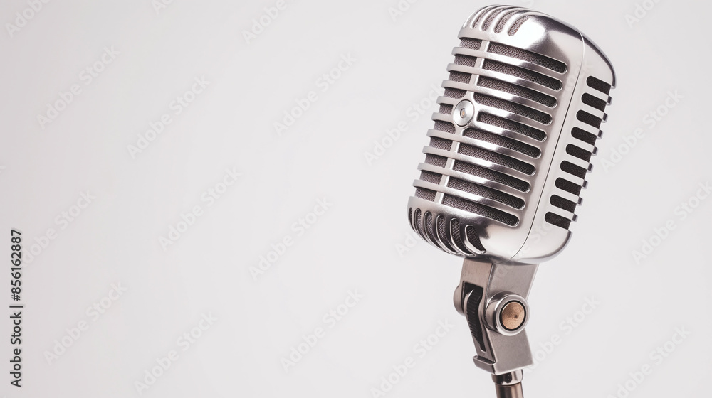Fototapeta premium Retro style microphone isolated on white background