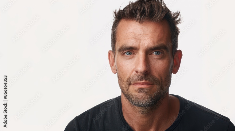 A captivating portrait of a man with a captivating gaze, capturing attention effortlessly. isolated white background A captivating portrait of a man with a captivating gaze, capturing attention effortlessly. isolated white background