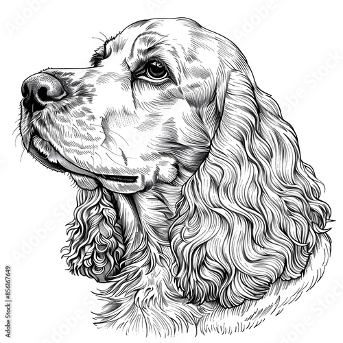 Grooming a Cocker Spaniel in Woodlands - Detailed Vector Line Art for Coloring Book Pages