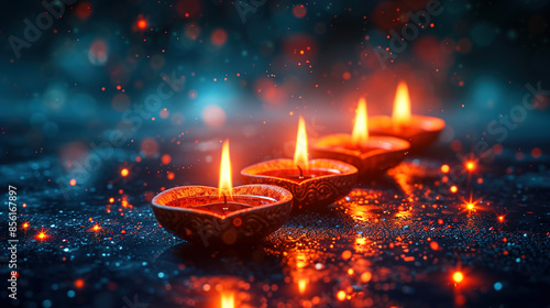 Happy Diwali festival concepts with rangoli under diya oil lamp 