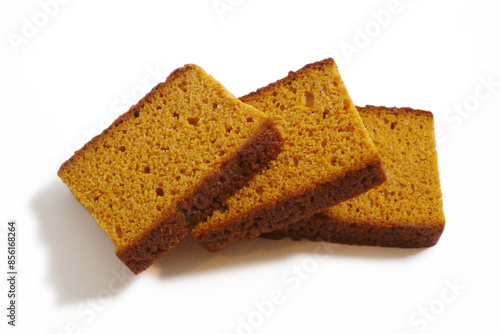 Slices of gingerbread isolated on a white background