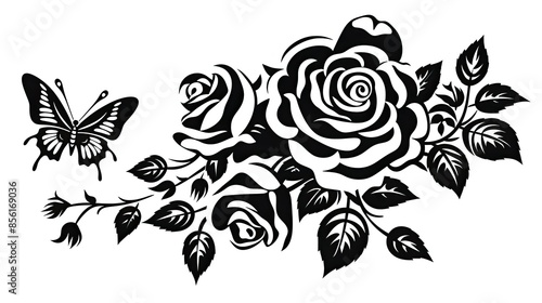 butterfly and rose design